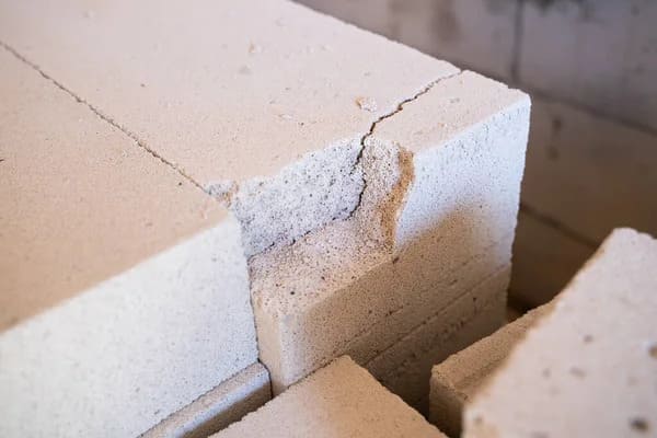 треснувший газобетонный блок